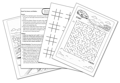 Road Trip Travel Activity Pack